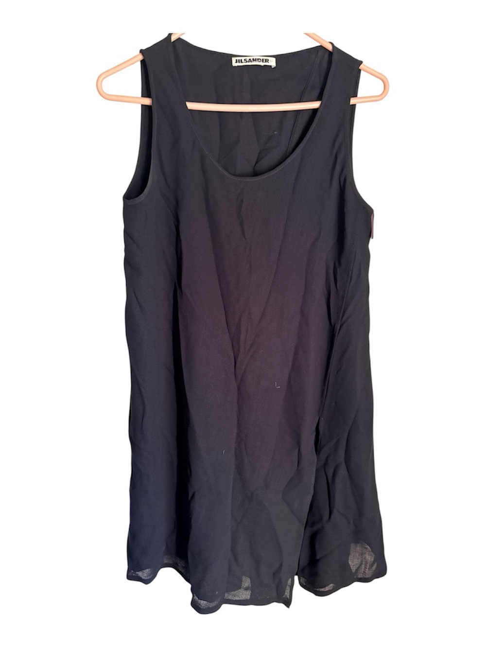 Jil Sander Black Midi Shift Dress Lightweight Wool Italy Pullover Size 38 6 UD
